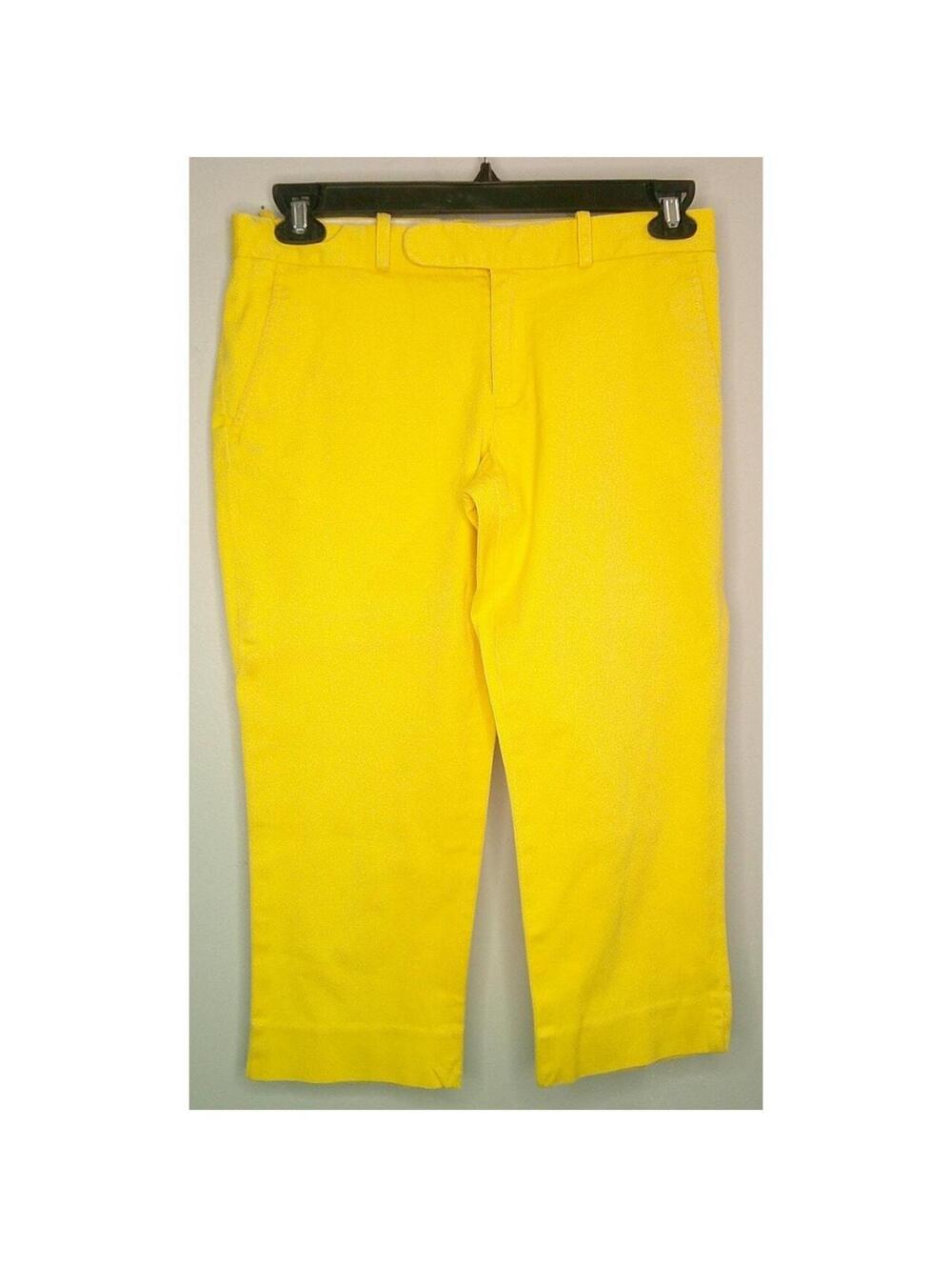 Ralph Lauren Women's Yellow Cotton Stretch Capri Pants Size 6